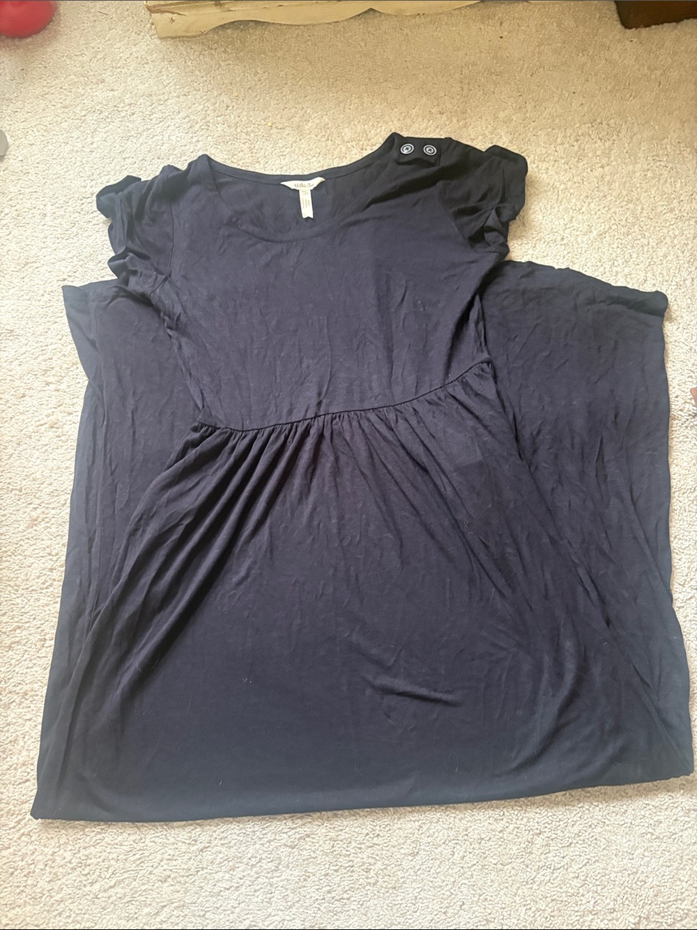Women's blackScoop Neck Knit Dress Top with Cap Sleeves/pockets